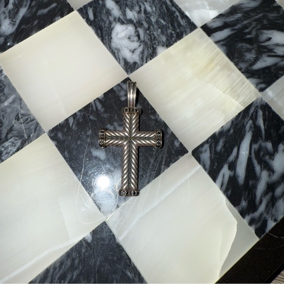 Authentic Sterling Silver and Black Diamond Cross Pendant ONLY - Picture 2 of 10